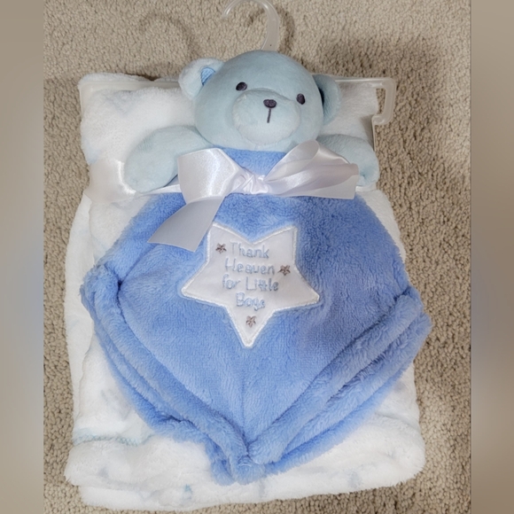 BABY GEAR BLUE STAR BEAR LOVEY SECURITY AND BLANKET SET - Picture 1 of 2